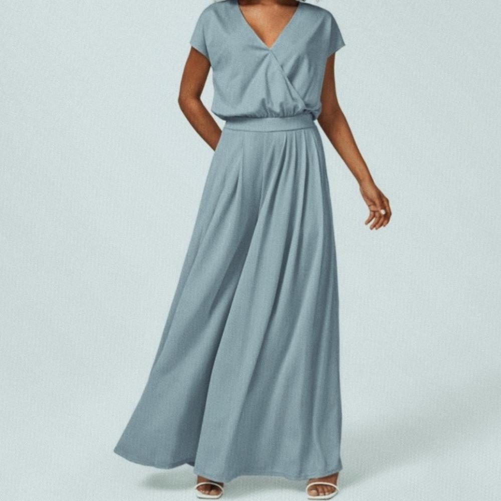 HALARA Light Blue Wide-Leg Jumpsuit